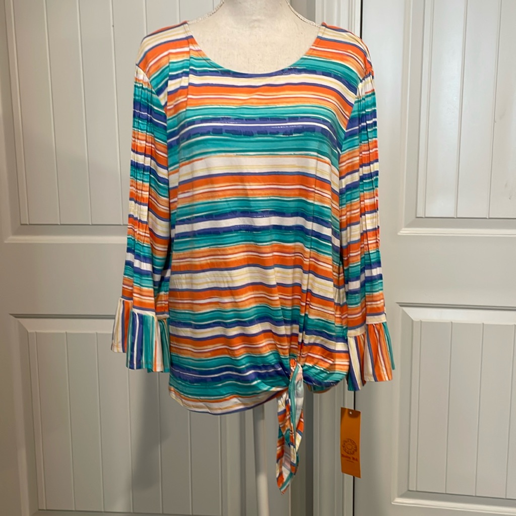Ruby Rd. Multi-Colored Front Tie Top